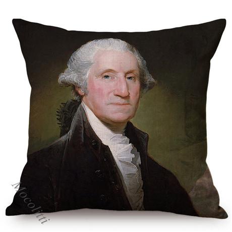 Famous Character George Washington James Madison Portrait Art Home Decoration Sofa Throw Pillow Case Cotton Linen Cushion Cover
