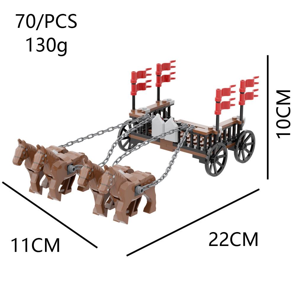 Building Block Carriage Medieval Chariot Ancient Military Weapon Accessories Weapon Qin Scene Model Ornament