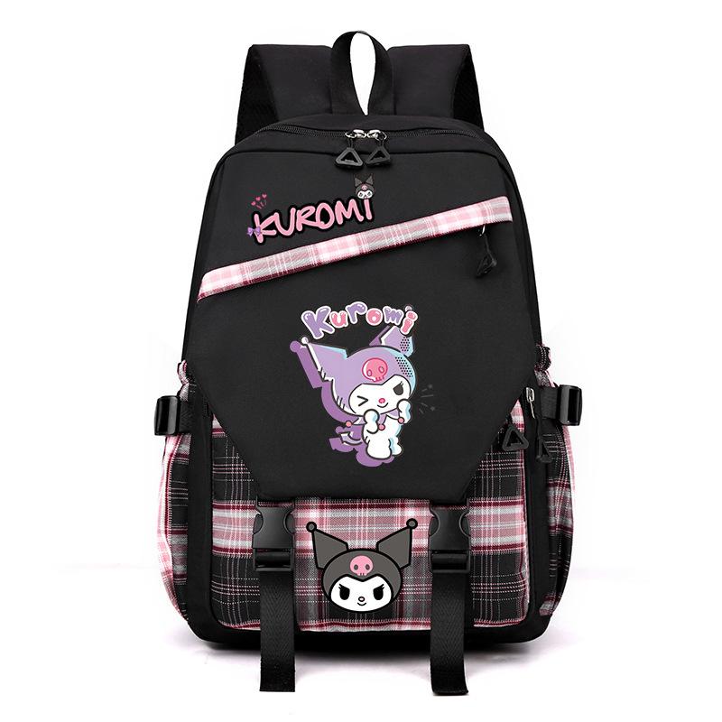 Cool Lomi Kuromi Backpack Student Schoolbag Anime Cartoon Print Junior High School High School Large Capacity Schoolbag