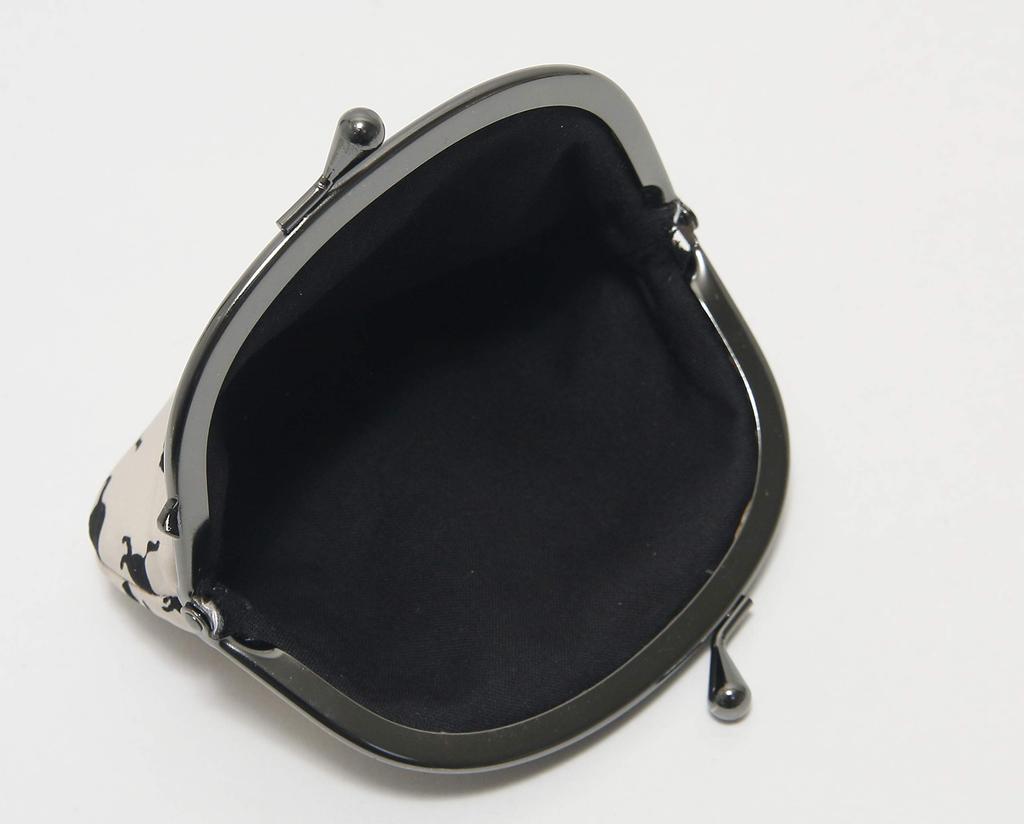 Hasegawa Coin Handcrafted by Kyoto Made in Japan Cat-patterned Purse, Artisans, (Black)