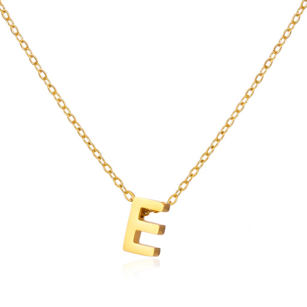 Simple Stainless Steel A-Z Initial Letter Necklaces for Women 26 Alphabet Pendant Clavicle Chain Choker Birthday Party Jewelry