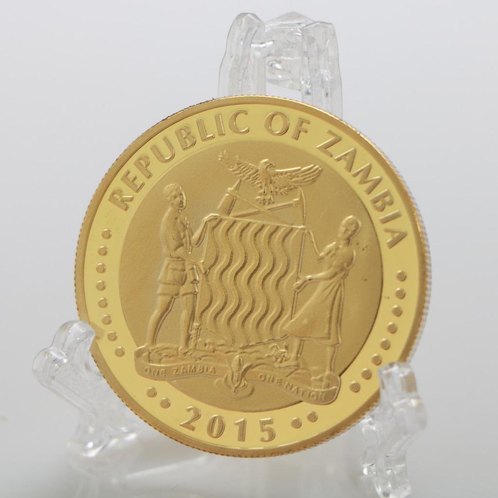 Zambia, Africa, Diamond encrusted Lion Gold Plated Commemorative Coin, Wildlife, African Lion Commemorative Coin, Coin