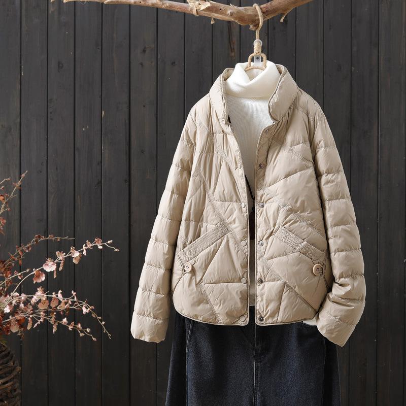 Down vest women's short winter new fashion lightweight stand-up collar literary retro warm outer wear vest tide