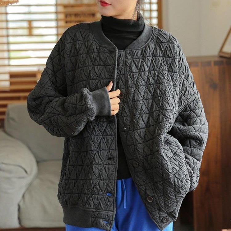 Dámský zimní pohodlný kabát ze směsi bavlny Johnature s dlouhým rukávem, volného střihu, polstrovaný, jednobarevný, ležérní oblečení