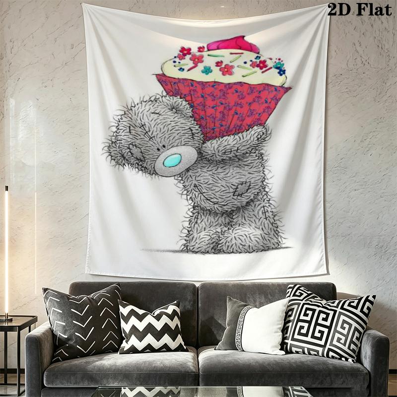 Tatty Teddy Wall Tapestry Aesthetic Wall Hanging Printed Fabric Blanket Decorative Tapestries for Bedroom Living Room Home Decor