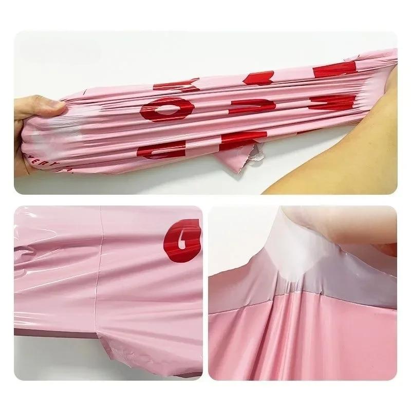 10Pcs  Cute Thank You Pink Letter Express Clothing Bag Women Kid Clothes Online Store Thick Waterproof Shipping Packaging Bag
