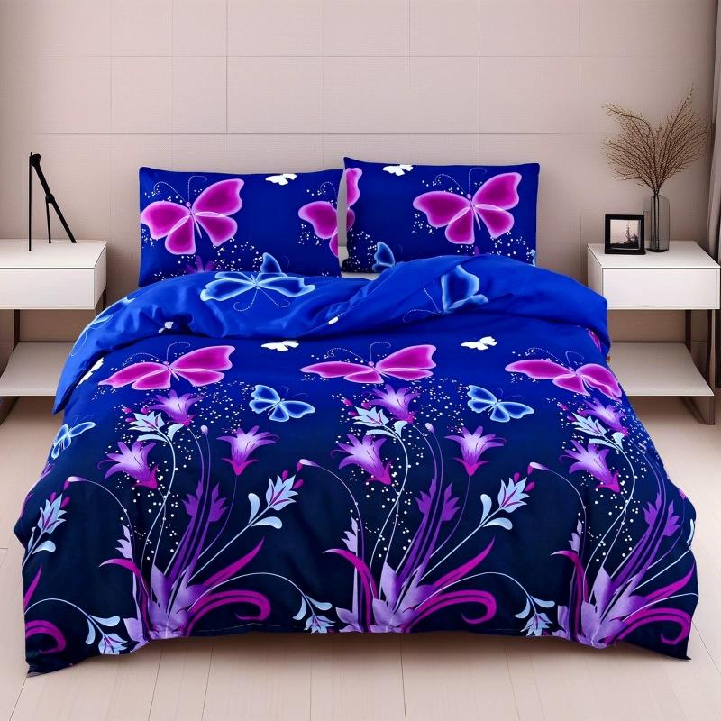 3pcs Printed Brushed Duvet Cover Pillowcase Three Piece Set High Quality Skin Friendly Fabric Bedding Cover (without Bed Sheet)