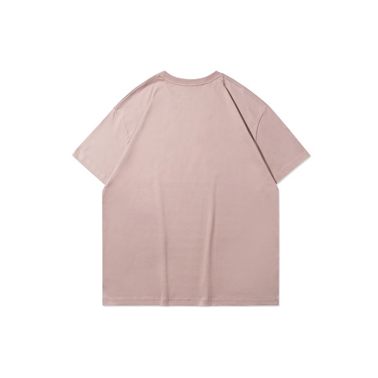 Li Ning Logo Embroidered Round Neck Loose Short Sleeve T-Shirt Men Tops Pink AHSR753-2