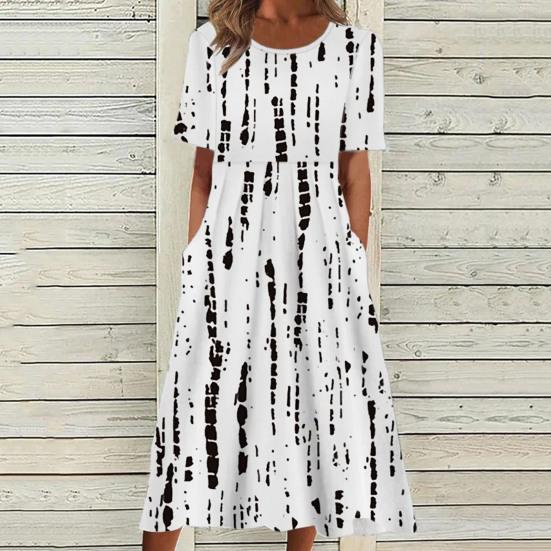 Oblíbené dámské volné šaty O Neck High Waist Pratelné Dámské Nákupní Neformální svatební šaty Midi