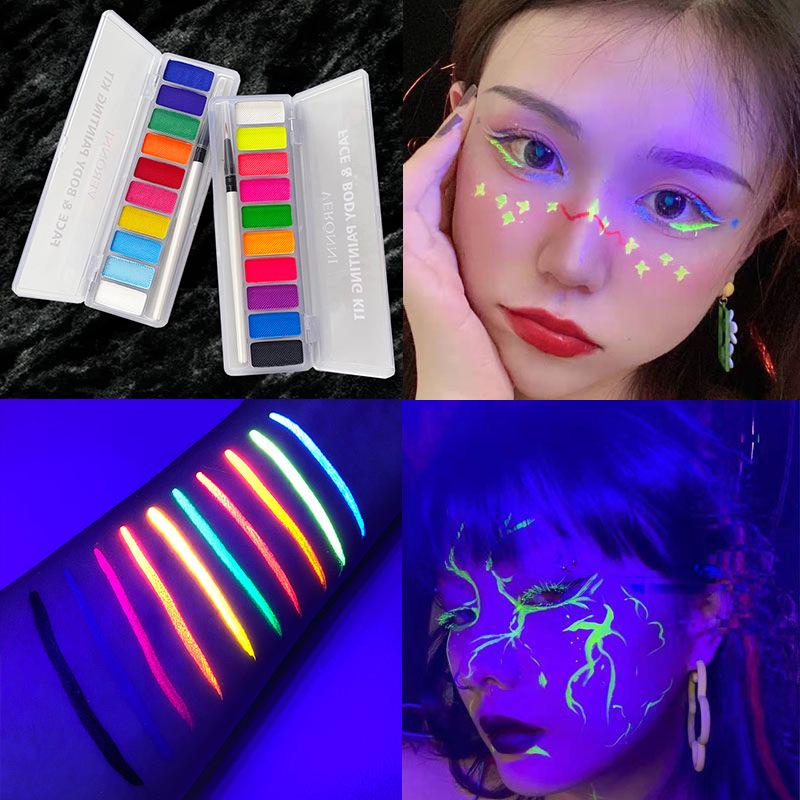 12 Fluorescent Colors Water-Soluble Body & Face Paint for Opera & World Cup Fans