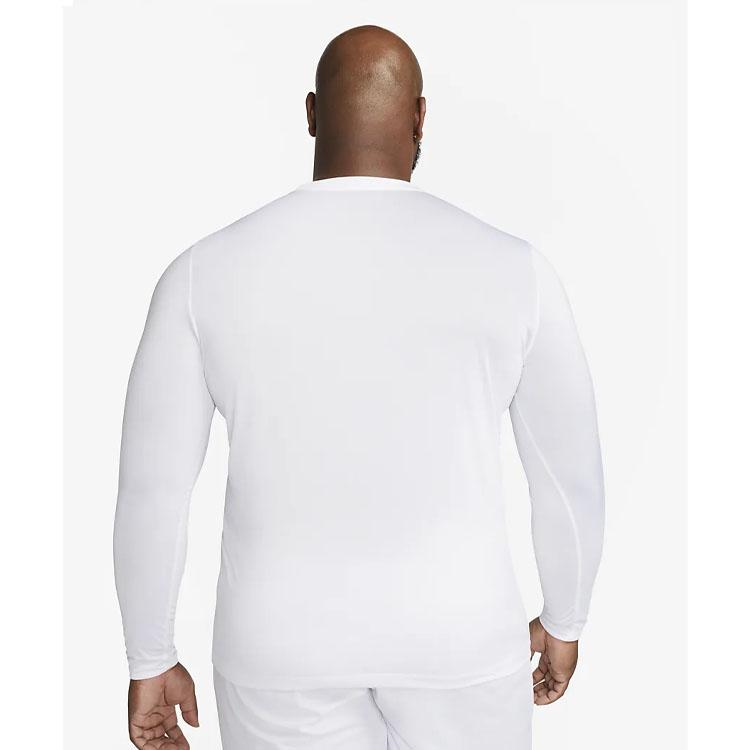 Nike Dri-FIT Legend Solid Logo Crew Neck Loose Fit Long Sleeve T-Shirt Men Tops White DX0993-100