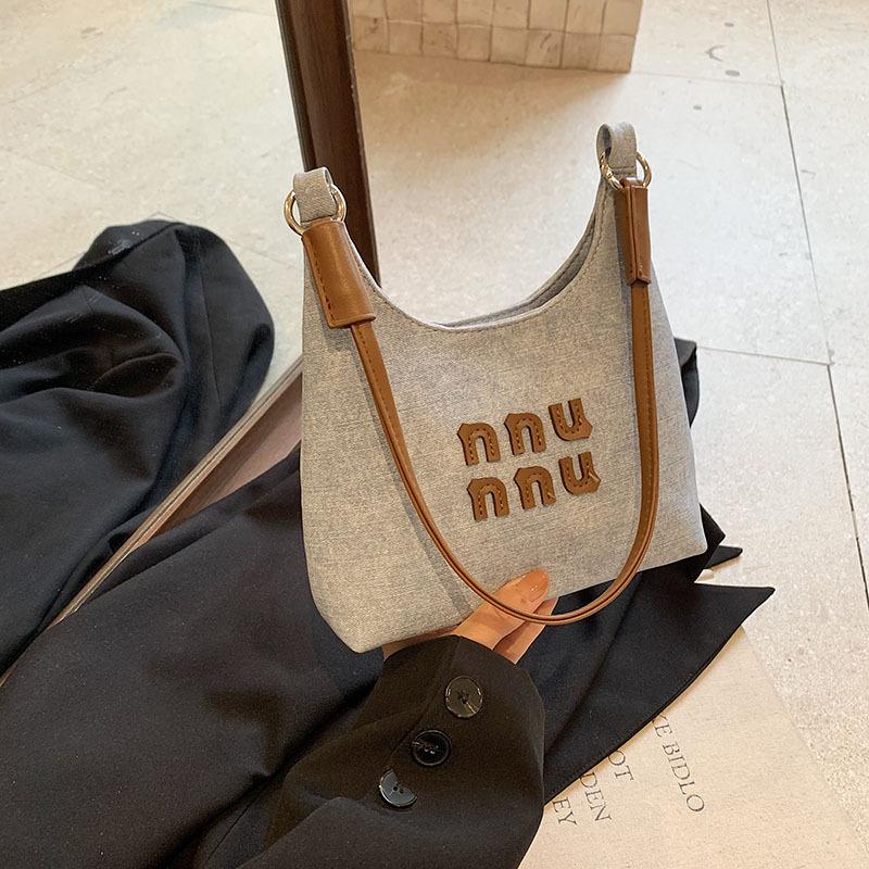 Fashion Denim Women's Shoulder Bags, Korean Version Letter Decoration Handbag, Versatile and Casual, Suitable for Commuting