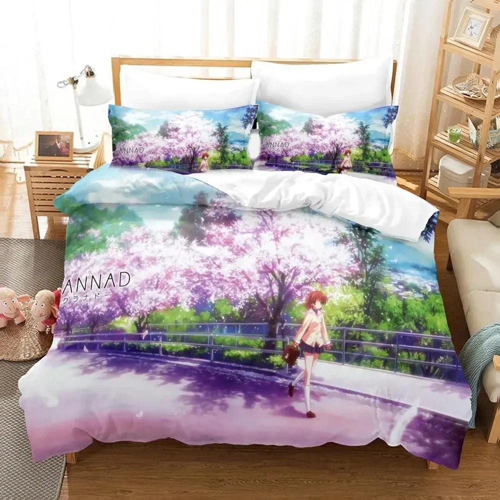 3D Print Anime CLANNAD Bedding Set Duvet Cover Pillowcase Comforter King Queen Size Boys Adult Bed Set