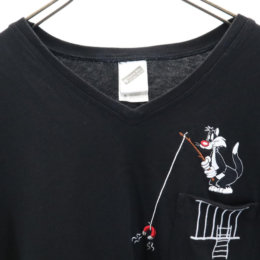 WARNER BROS. STUDIO STORE 90er Looney Tunes Tweety Sylvester Altes Kurzarm V-Ausschnitt T-Shirt Herren Gebraucht