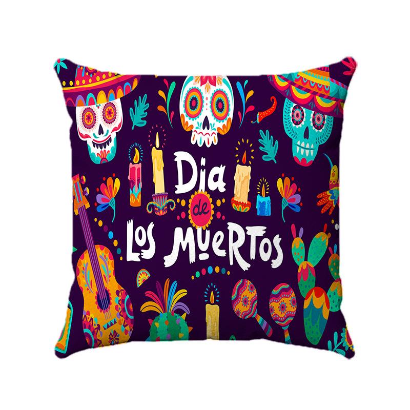 Creative colorful skull-shaped letters Digital printing short plush pillow covers for car sofa office cushion cover home goods