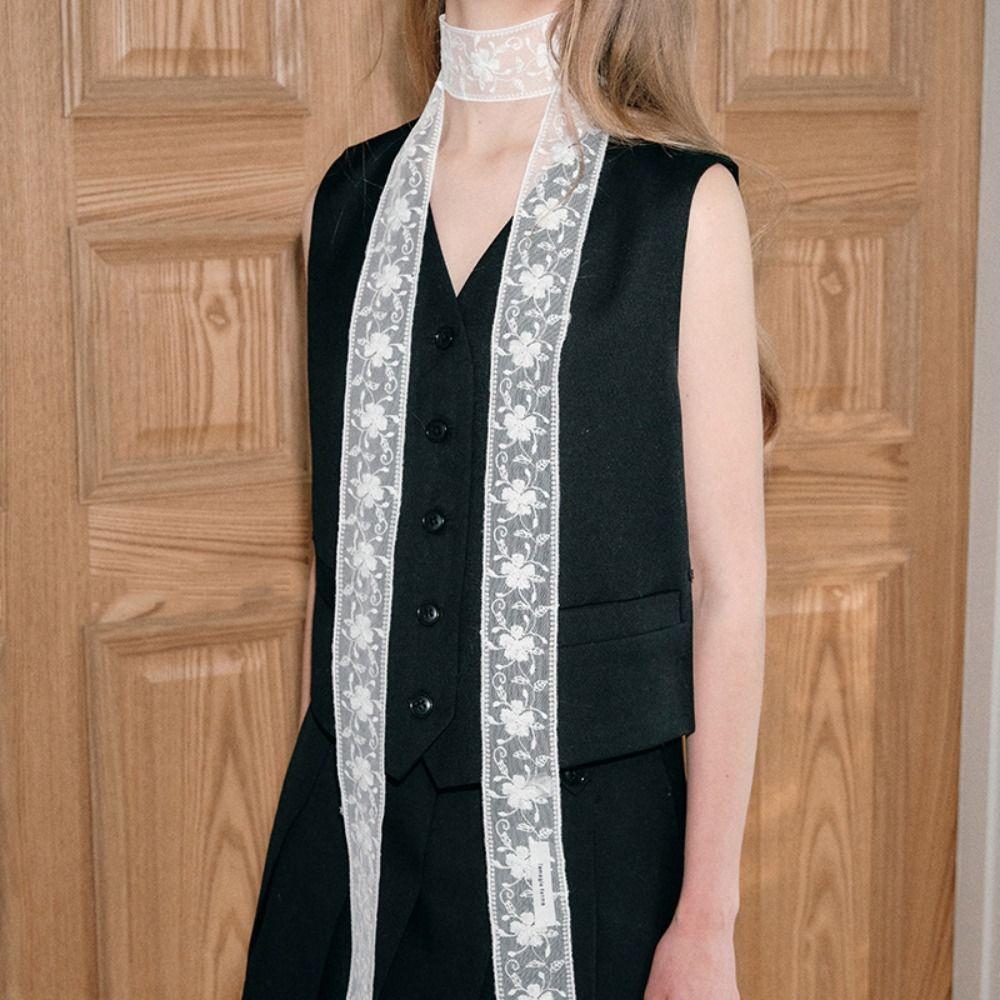 Flower Hair Band Transparent Long Ribbon Elegant Lace Neck Strap Head Scarf