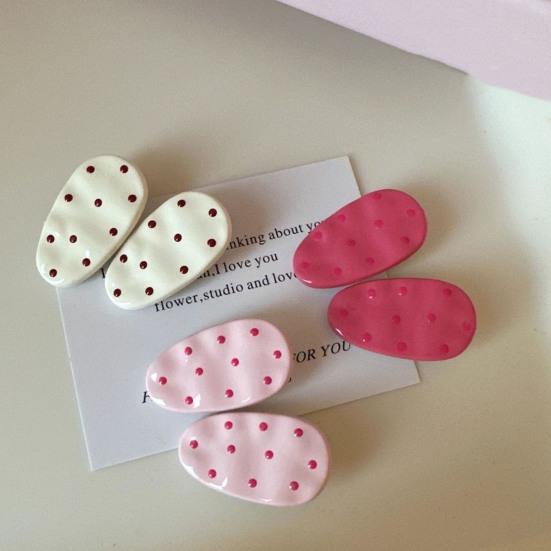 4Pcs Girl Hairpins Non-Slip Teeth Dotted Design Korean Style Hair Clips Bangs Fixing Clips Lightweight Hair Accessories