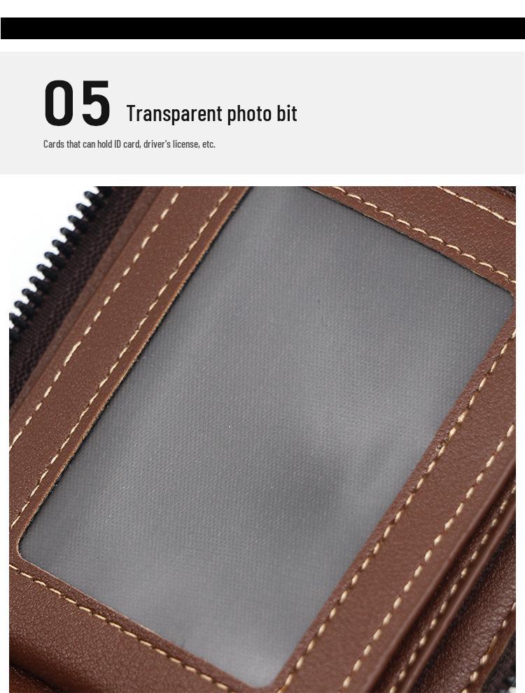 MenBense Men's Retro Zipper Wallet: Fashionable, Short, Large Capacity, Multi-Card Slots.