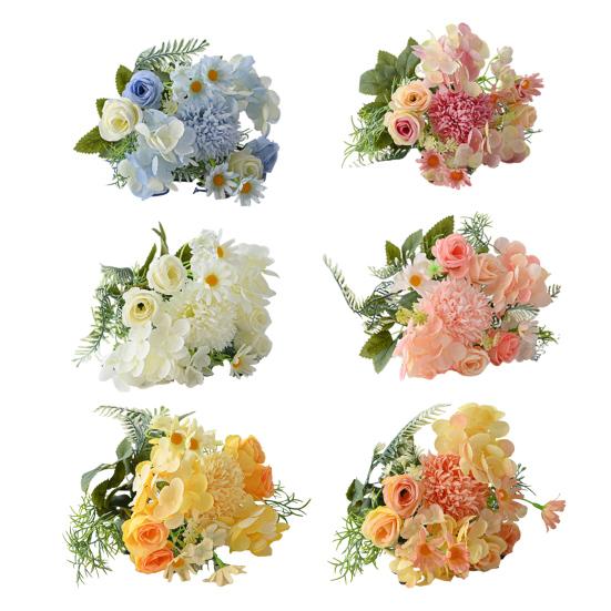 1/5/6Pcs Artificial Rose Bouquet 7 Fork Fake Silk Flower with Green Leaves Home Wedding Party Table Centerpiece Indoor Outdoor Faux Bloom Decoration