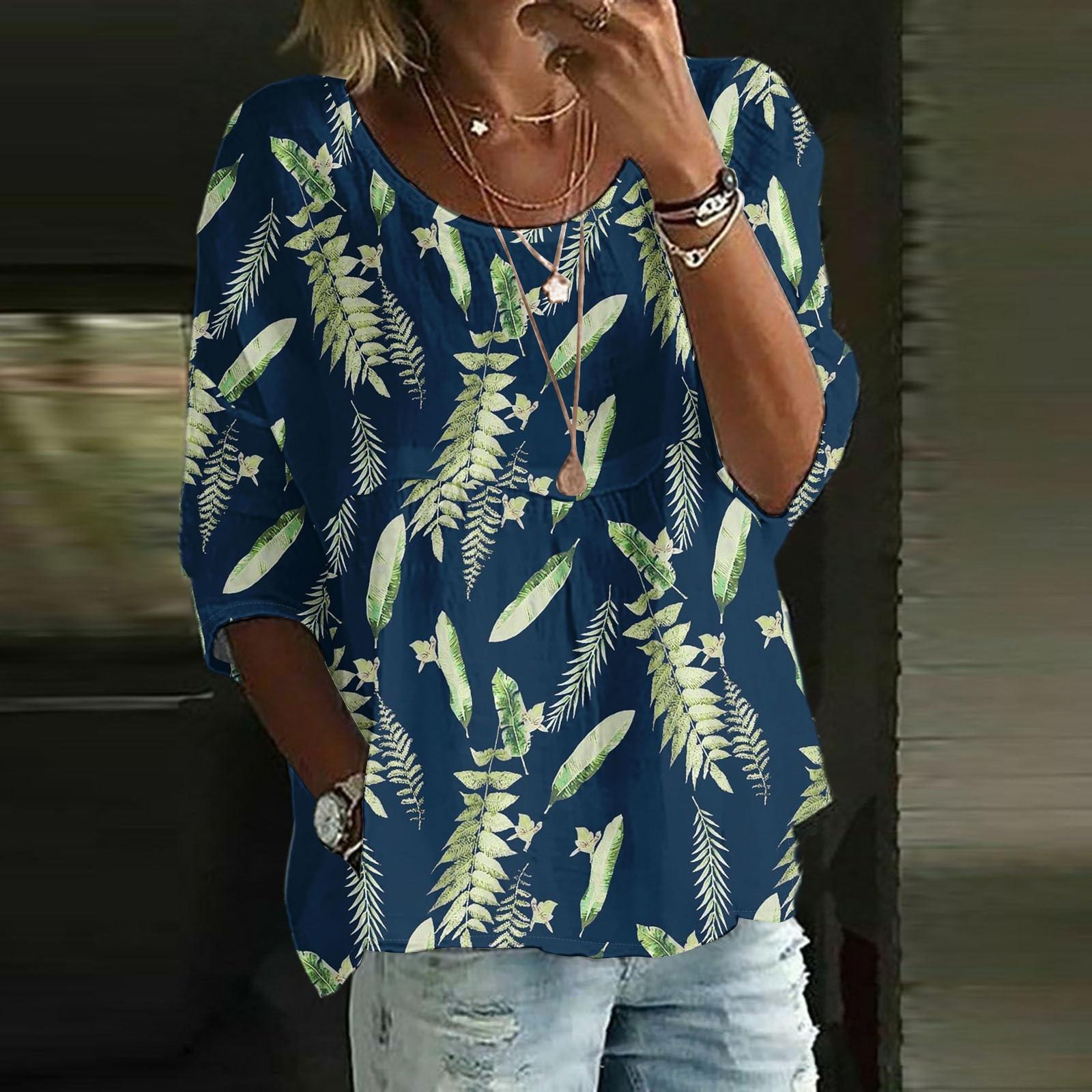 

Женский повседневный модный топ с рукавом три четверти, свободного кроя, с круглым вырезом и цветочным принтом S