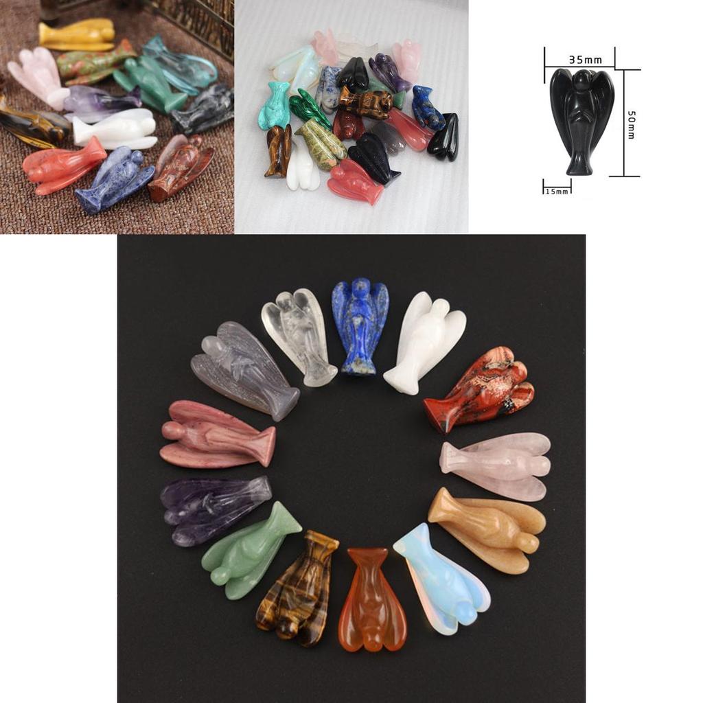 Exquisite Natural Gemstone Healing Crystal Carved Pocket Guardian Angel For Home Decor Gift
