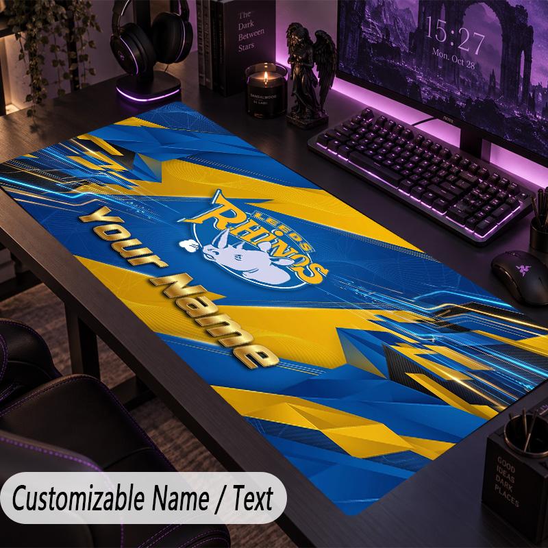 Large Mouse PadLeeds Rhinos Custom Name Text Personalized Desk Mat Non Slip Gaming Pad