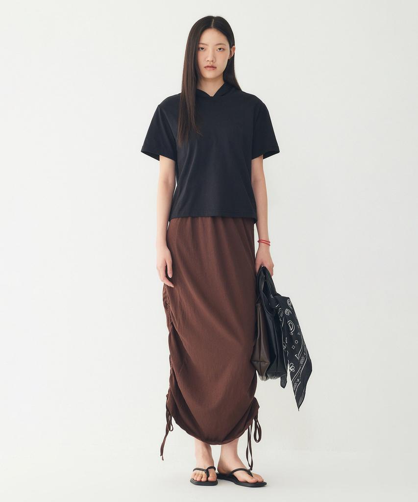 STUDIO TOMBOY Shirred String Banding Long Skirt_Dark Brown 9106232219