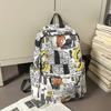 Schoolbag New Large Capacity Graffiti Backpack Multi-compartment High School Backpack Fashion Trend Travel Bag Men's and Women's