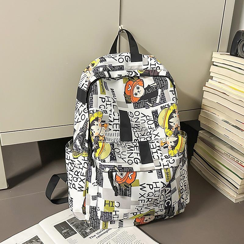 Schoolbag New Large Capacity Graffiti Backpack Multi-compartment High School Backpack Fashion Trend Travel Bag Men's and Women's