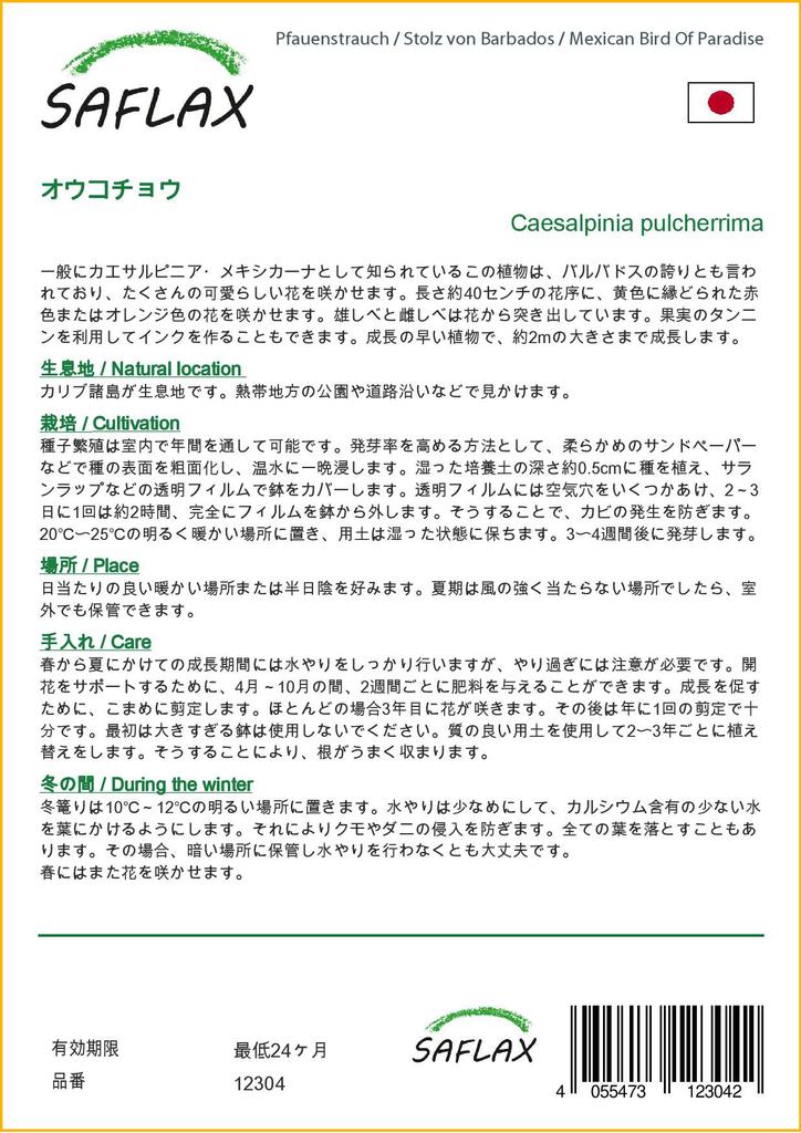 SAFLAX Mexican Bird Of Paradise - 10 Seeds - Caesalpinia Pulcherrima