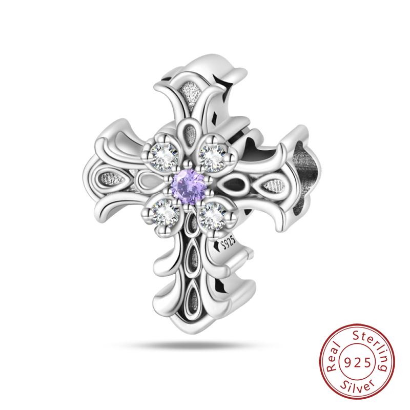 Copper Classic Purple Retro Heart Shape Lotus Angel Pattern Charms Beads Fit Qikaola Original Bracelets Diy Jewelry