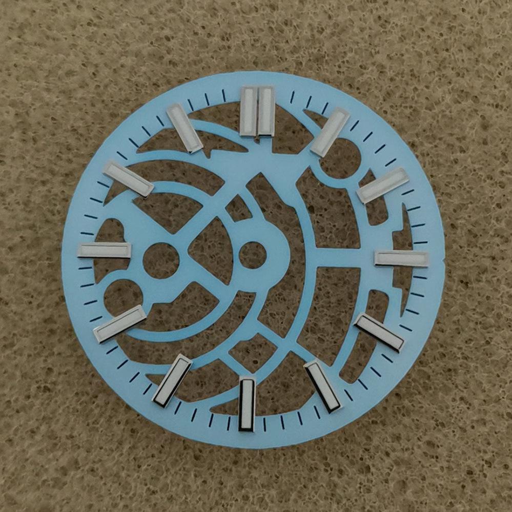 Black White 28.5mm Watch Dial for NH70/NH72 Movement Skeleton Hollow Dial For Diver Watch Accessories Parts luminous accessory