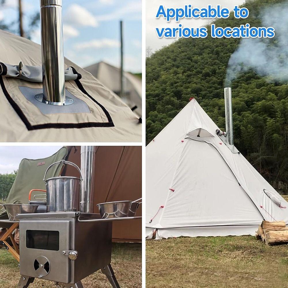 Camping Stove Accessories Stainless Steel Flue Extension Tube Diameter 6CM Round Chimney Pipes Stove Pipes Wood Stove