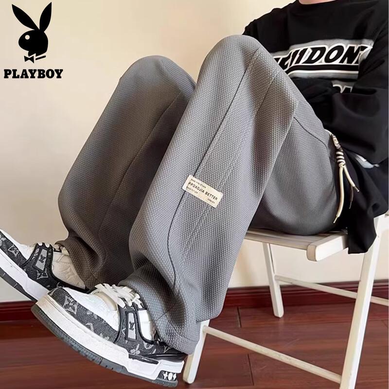 PLAYBOY Men s Summer Loose Straight-Leg Casual Pants XL