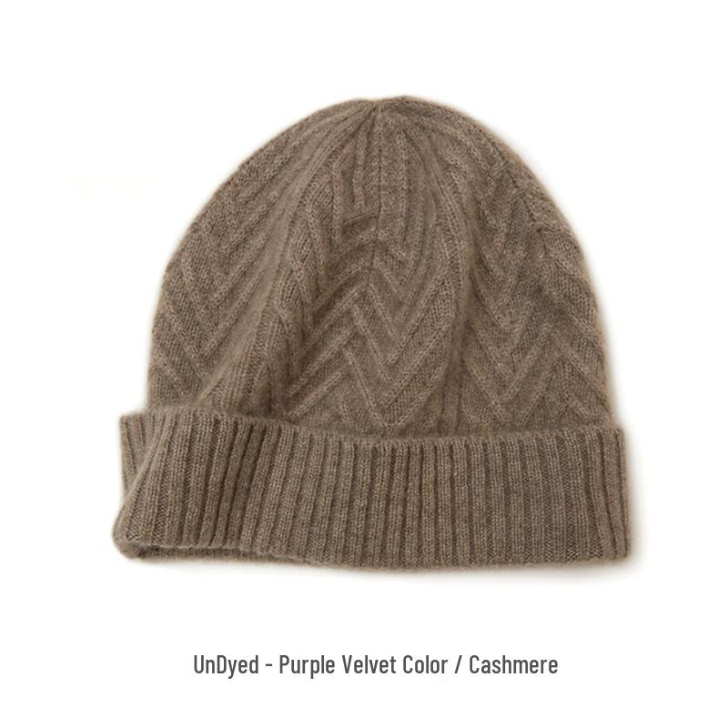 Kang Sai Ni Women's 100% Pure Cashmere Knitted Hat – Warm, Thick, and Perfect for Autumn/Winter Outdoors.