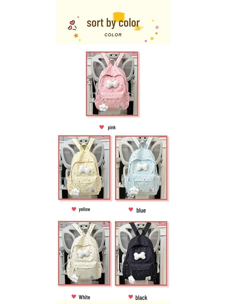 Polka Dot Bow Backpack for Teen Girls: Stylish and Versatile Schoolbag for Middle and High School Students.