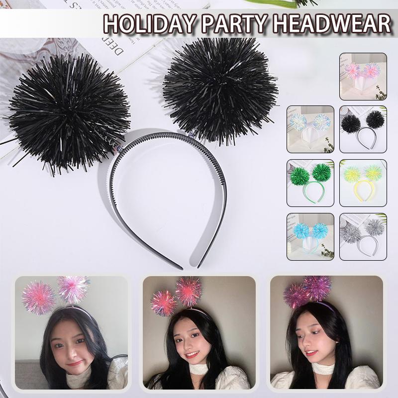 

PDTO помпон повязка на голову с мишурой на голову Bopper Pom Ball обруч для волос вечерние аксессуары для волос