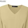 ZANZEA Women Casual V-Neck Loose Long Sleeve Solid Color Dress