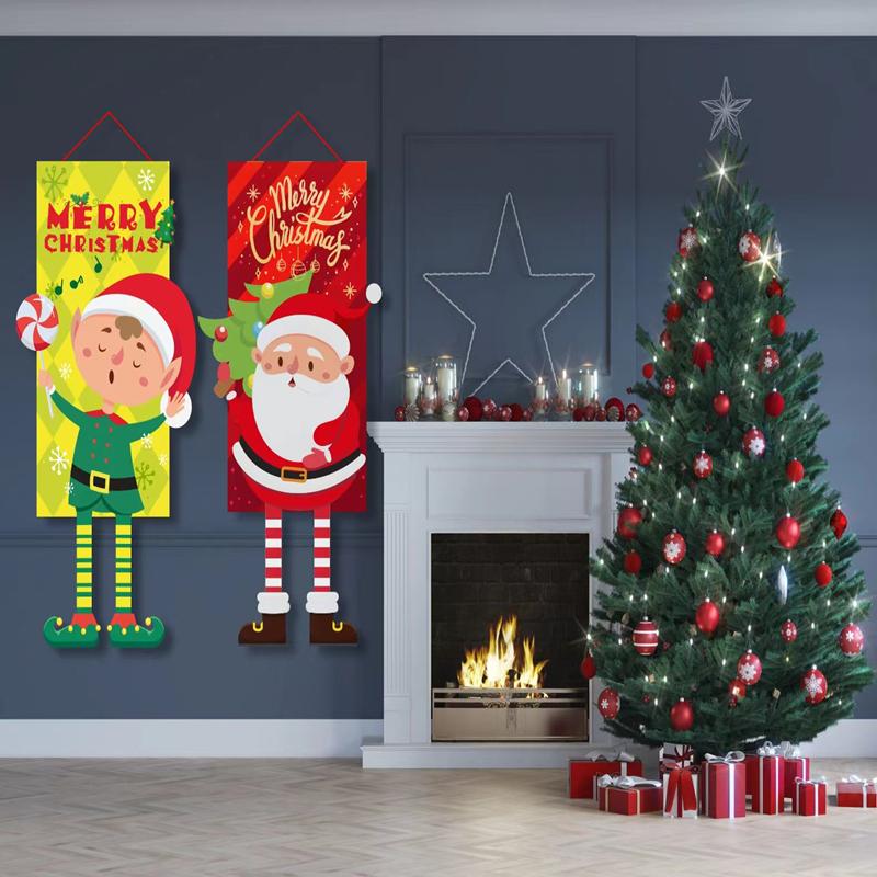 Merry Christmas Hanging Flag Christmas Decorations for Home Door Christmas Ornaments Xmas Gifts Decor 2023 New Year