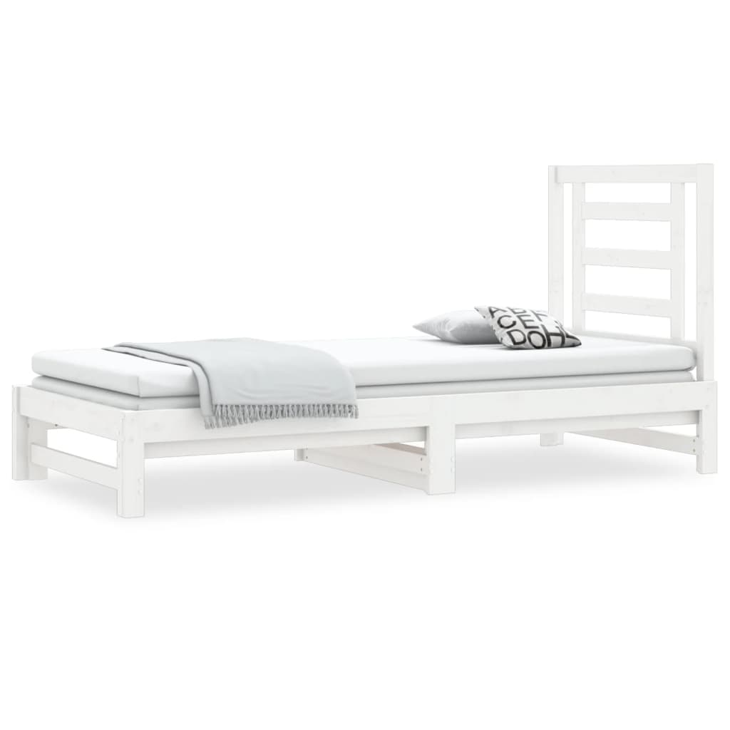 Vidaxl Extendable Bed, White, 2X(90X190) Cm, Light Pine Wood