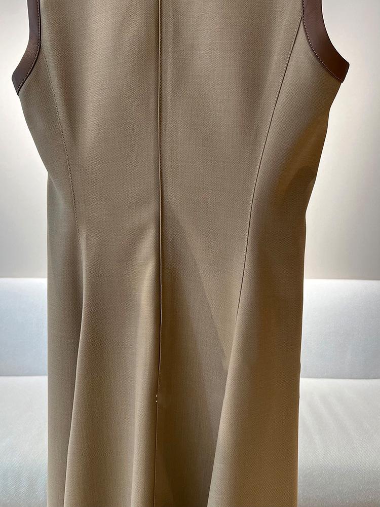 Elegant Slim Fit Sleeveless PU-Hem Dress for Women