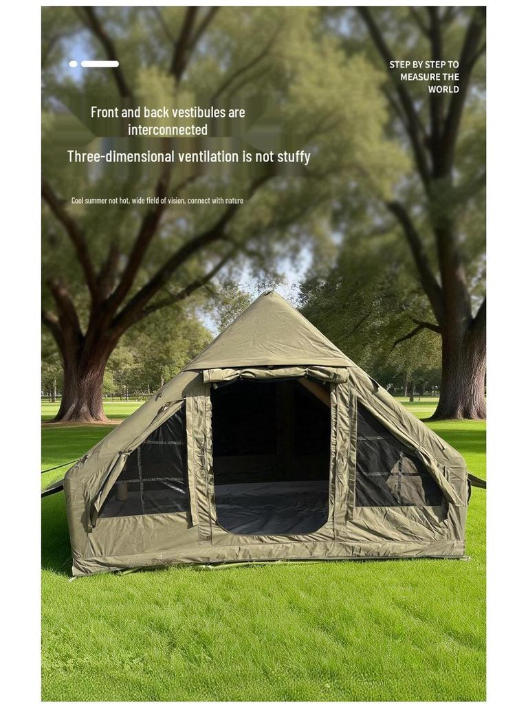 Army Green Windproof Inflatable Tent for Camping and Self-Driving Tours