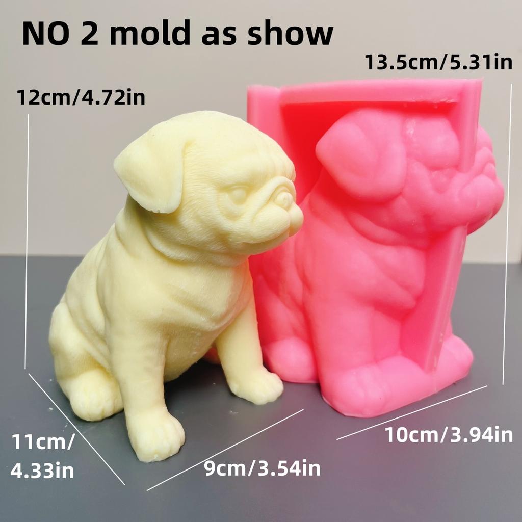3D Large cute dog candle silicone mold animal dog teddy dog resin silicone mold prone dog ornament concrete cement gypsum mold