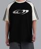 UNDEROFF Oversized Raglan Track Line Short Sleeve T-Shirt Illusion Burgundy