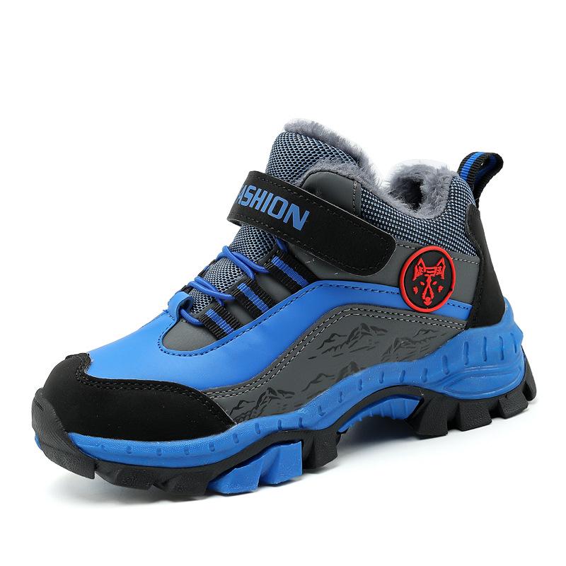 Children's Winter Non-Slip Velvet-Lined Snow Boots for Boys and Girls, Mid-Calf, Warm, Leather