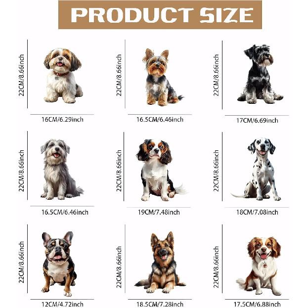 SUPERDANT 9pcs Puppy Dog Heat Transfer Stickers Cute Dog Iron On Transfers Iron On Patches Stickers Washable Heat Transfer Decals for T Shirts