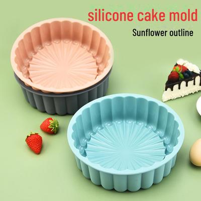 High-Temp Silicone Sunflower Cake Mold - 7-Inch Round Baking Tool