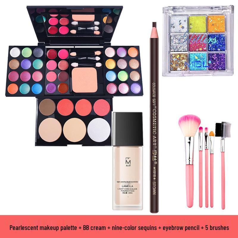 39-Color Eyeshadow Palette & Makeup Set: Beginner-Friendly Blush, Powder, Lipstick Combo