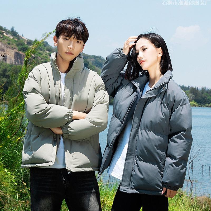 Winter new couple simple stand-up neck cotton-padded clothes men's casual cotton-padded clothes thickened cold-proof warm bread clothes women