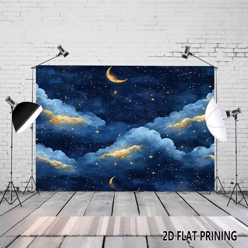

2D Dreamy Starry Night with Moon Photography Backdrop for Baby Showe 47.2x31.5inch/120*80cm